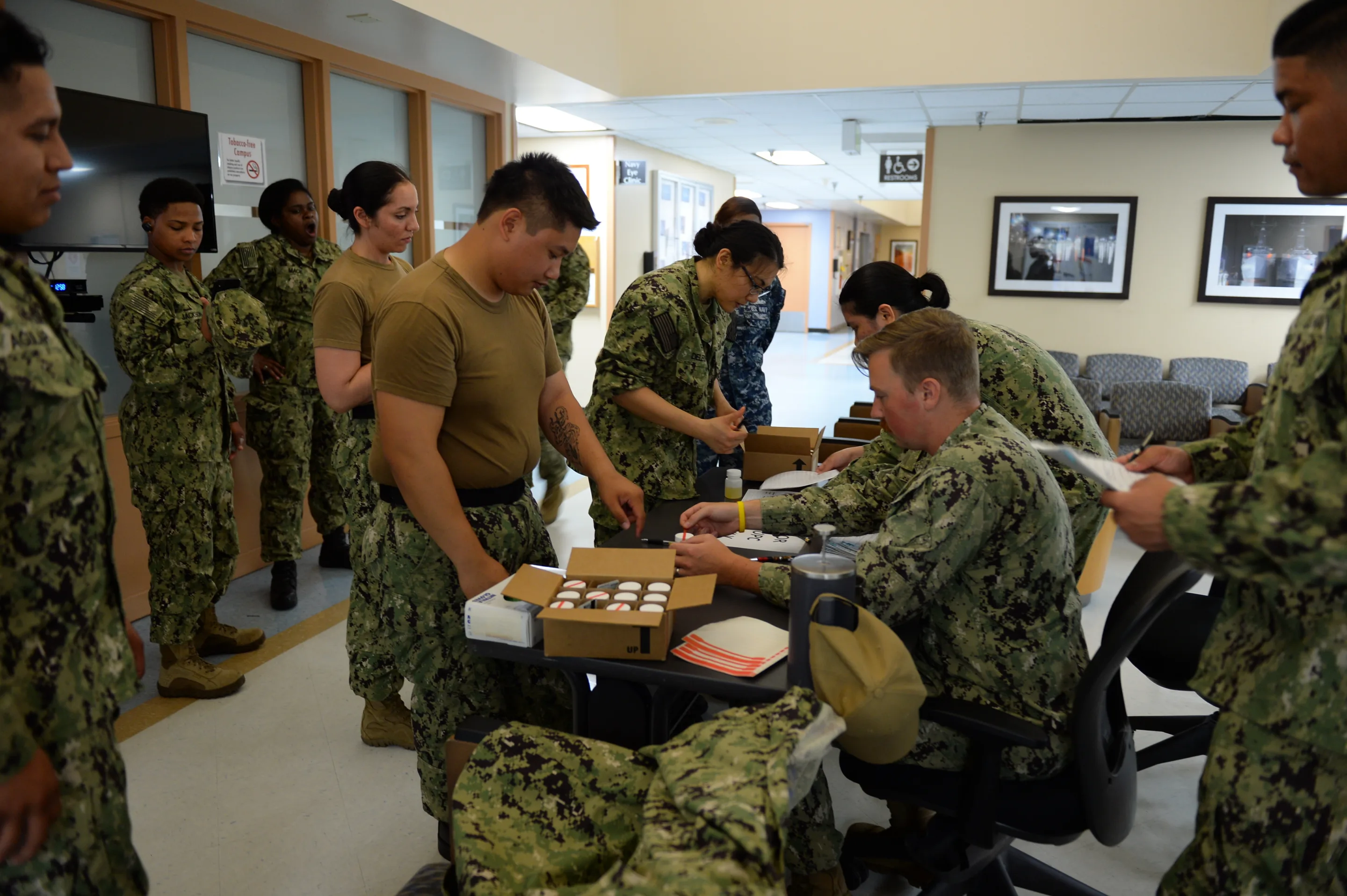 Sailors getting drug tested before a CBD discharge upgrade